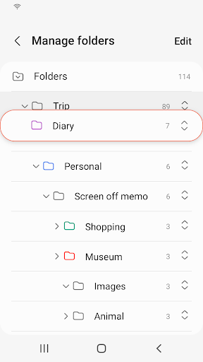 Captura de pantalla de Samsung Notes