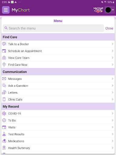 Captura de pantalla de Trinity Health MyChart