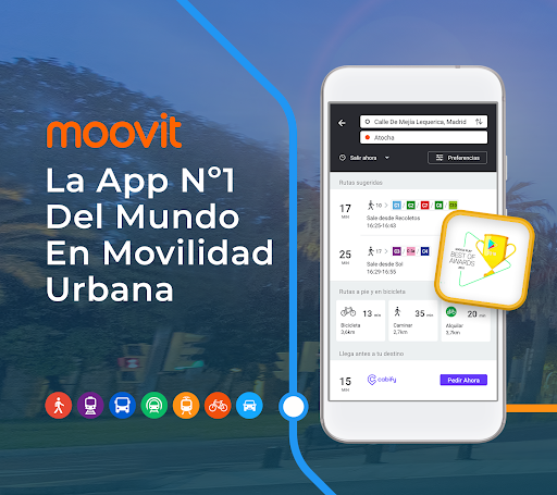 Captura de pantalla de Moovit: Horarios de bus y tren