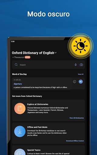 Captura de pantalla de Oxford Dictionary
