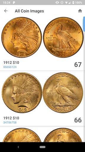 Captura de pantalla de PCGS CoinFacts - U.S. Coin Val