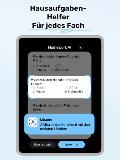 Homework AI – Mathe & Aufsätze Screenshot