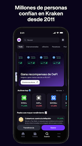 Captura de pantalla de Kraken: Bitcoin, ETH y Crypto