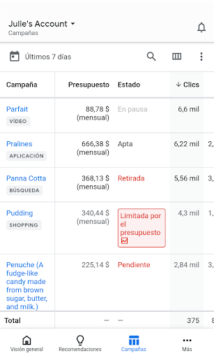 Captura de pantalla de Google Ads
