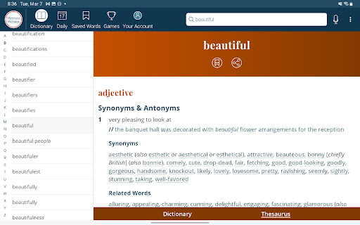 Captura de pantalla de Dictionary - Merriam-Webster