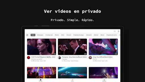 Captura de pantalla de aplicación navegador privado