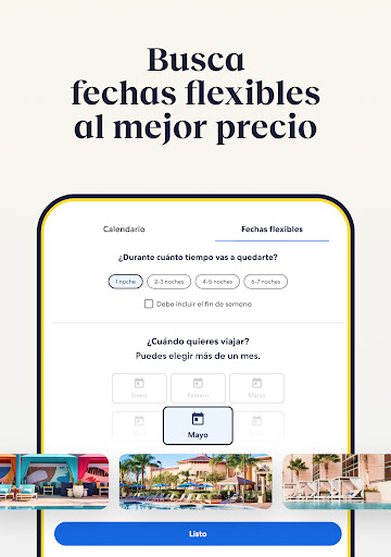 Captura de pantalla de Expedia: viaje, hotel, vuelo