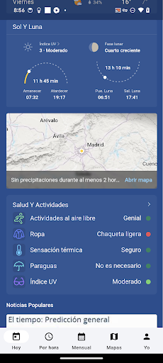 Captura de pantalla de MSN El Tiempo: Previsión, mapa