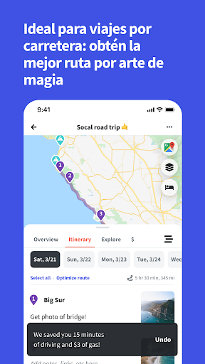 Captura de pantalla de Wanderlog: Plan Viaje y Guía