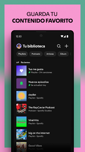 Captura de pantalla de Spotify: app música y podcasts