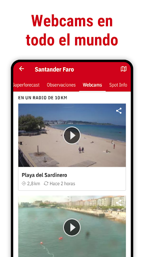 Captura de pantalla de Windfinder: Viento y clima