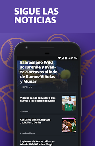 Captura de pantalla de Yahoo Deportes: Fútbol y más