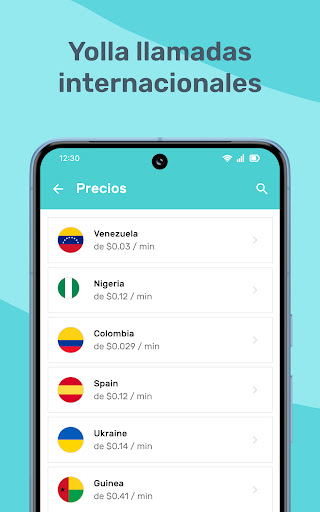 Captura de pantalla de Yolla llamadas internacionales