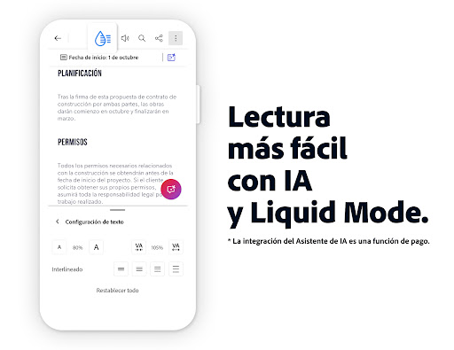Captura de pantalla de Adobe Acrobat Reader para PDF