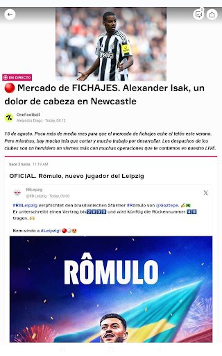 Captura de pantalla de OneFootball Resultados en vivo