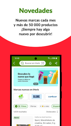 Captura de pantalla de iHerb: Vitaminas y suplementos