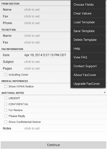 Captura de pantalla de FaxCover Pro Create Cover Page