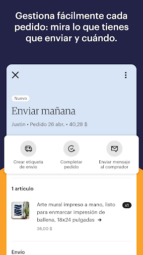 Captura de pantalla de Etsy Seller: tu tienda