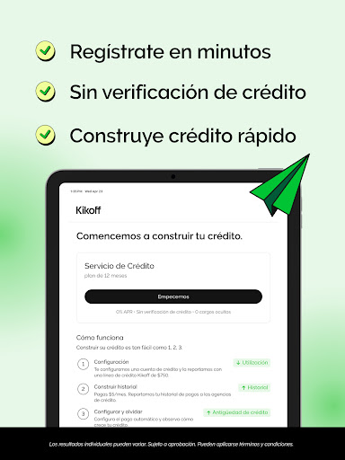 Captura de pantalla de Kikoff: Construir Crédito