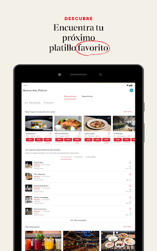 Captura de pantalla de OpenTable