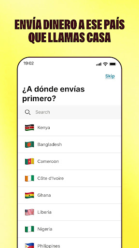 Captura de pantalla de Sendwave: enviar dinero rápido