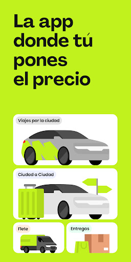 Captura de pantalla de inDrive. Viajes alternativos