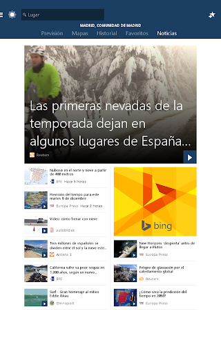 Captura de pantalla de MSN El Tiempo: Previsión, mapa