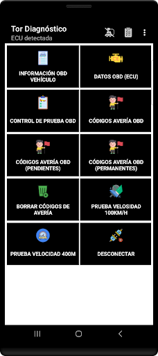 Captura de pantalla de Diagnóstico Tor OBD2