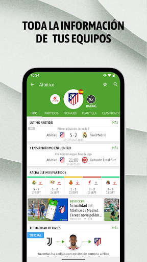 Captura de pantalla de BeSoccer: Resultados de Fútbol