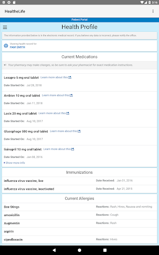Captura de pantalla de HealtheLife