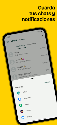 Captura de pantalla de WAMR: mensajes eliminados