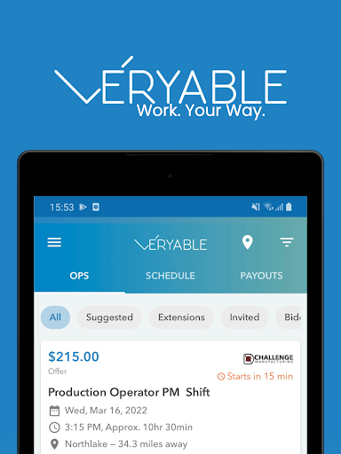 Captura de pantalla de Veryable: Work. Next Day Pay
