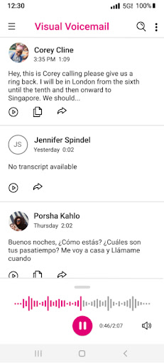 Captura de pantalla de Visual Voicemail