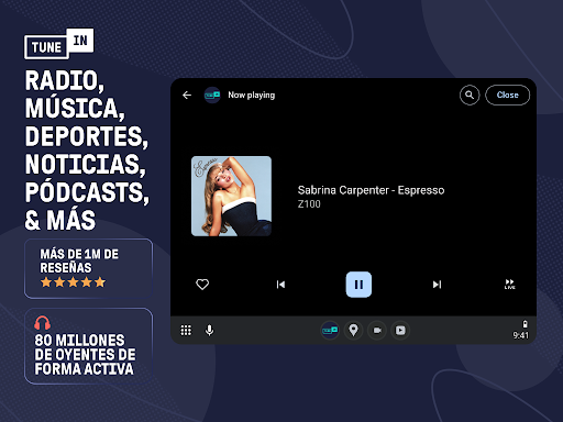 Captura de pantalla de TuneIn Radio: música, fm radio