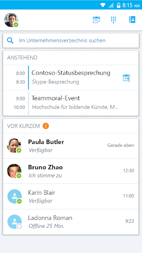 Skype for Business for Android Screenshot