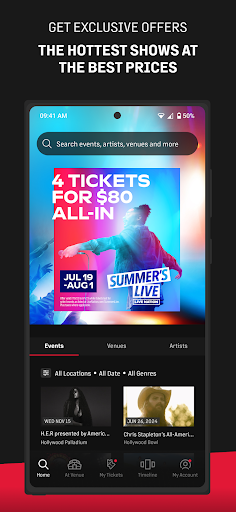 Captura de pantalla de Live Nation At The Concert