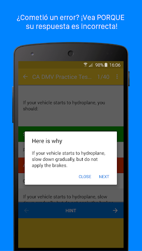 Captura de pantalla de DMV Genius Examen de Practica
