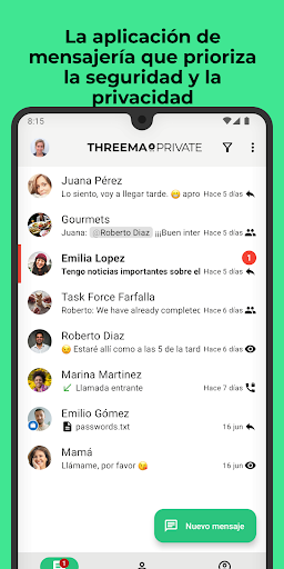 Captura de pantalla de Threema. Mensajero seguro