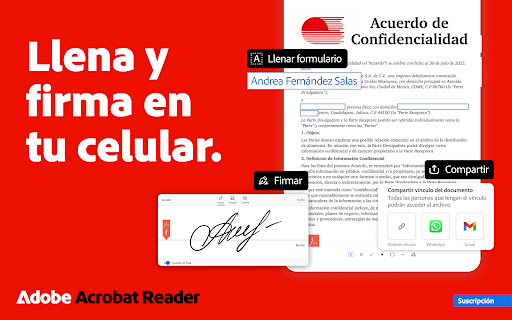 Captura de pantalla de Adobe Acrobat Reader para PDF
