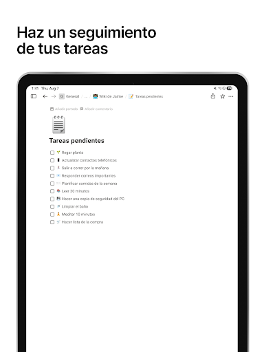 Captura de pantalla de Notion: Notas, tareas e IA