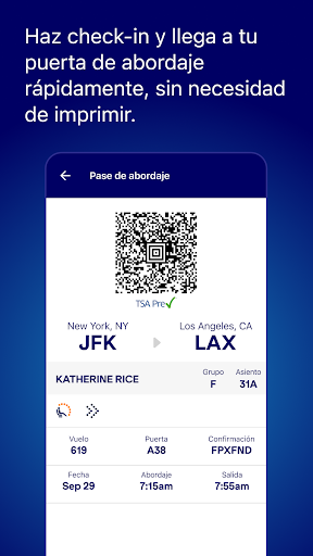 Captura de pantalla de JetBlue - Reserva viajes