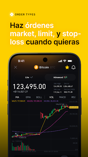 Captura de pantalla de Binance.US: Compra cripto