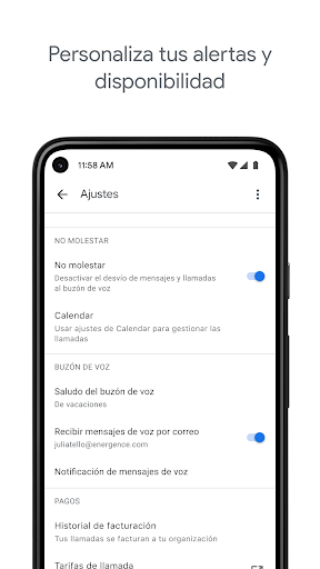 Captura de pantalla de Google Voice