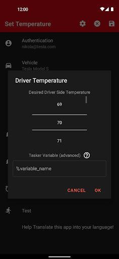 Captura de pantalla de Bolt para Tesla Plugin Tasker