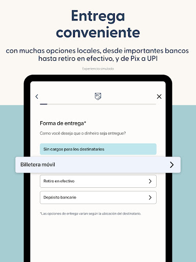 Captura de pantalla de Envía dinero con Remitly