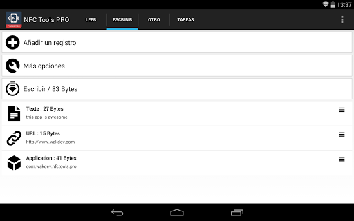 Captura de pantalla de NFC Tools - Pro Edition