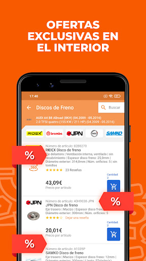 Captura de pantalla de AUTODOC: recambios de coche