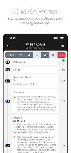 Captura de pantalla de Wise Pilgrim Camino Portugués
