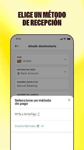 Captura de pantalla de Sendwave: enviar dinero rápido