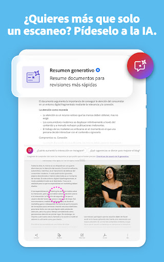 Captura de pantalla de Adobe Scan: escáner PDF con IA